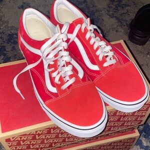 Vans Bold Red and White Lace-Up Shoes
